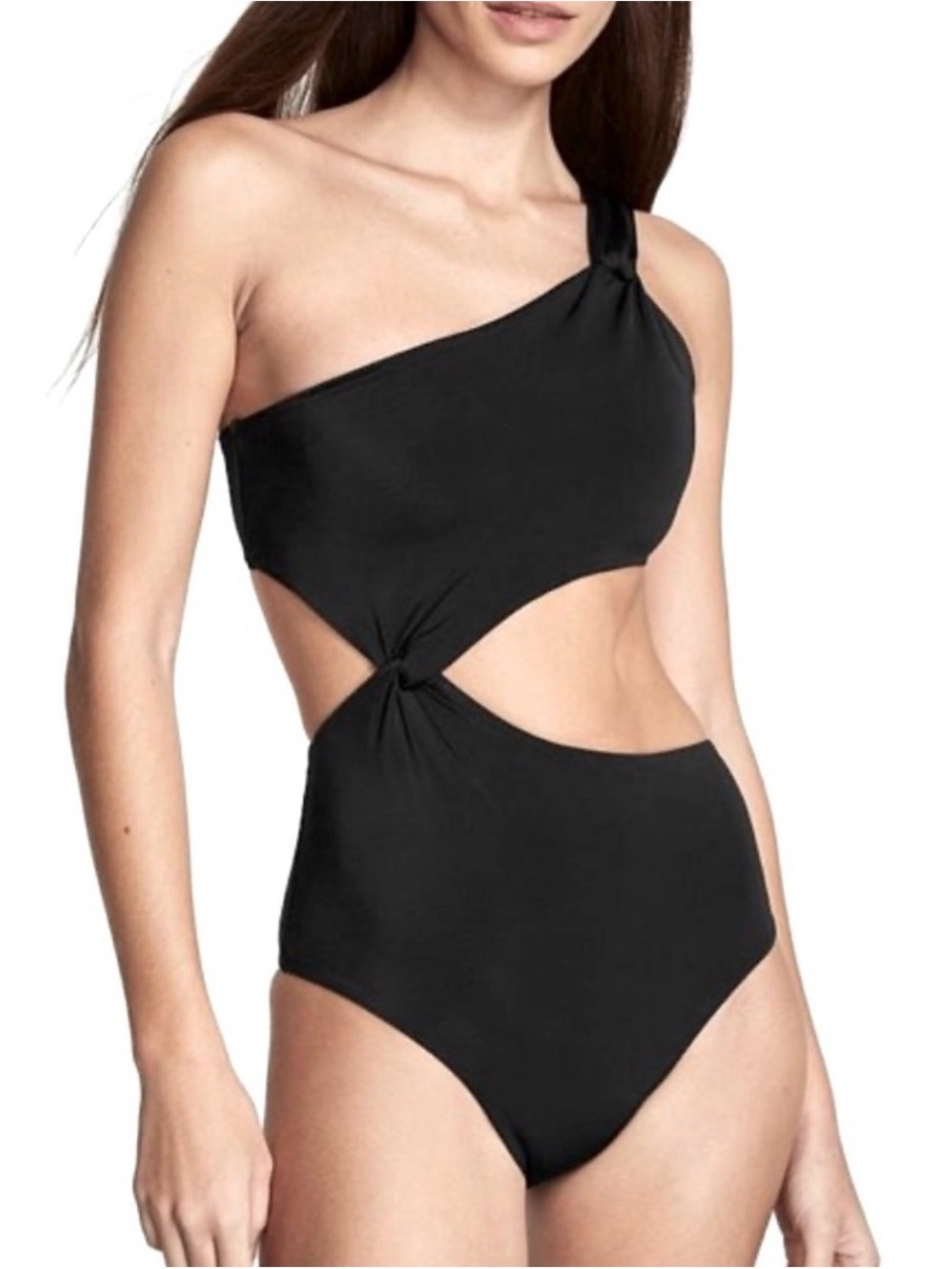 Victoria's Secret Black One-Shoulder Cutout One-Piece Swimsuit